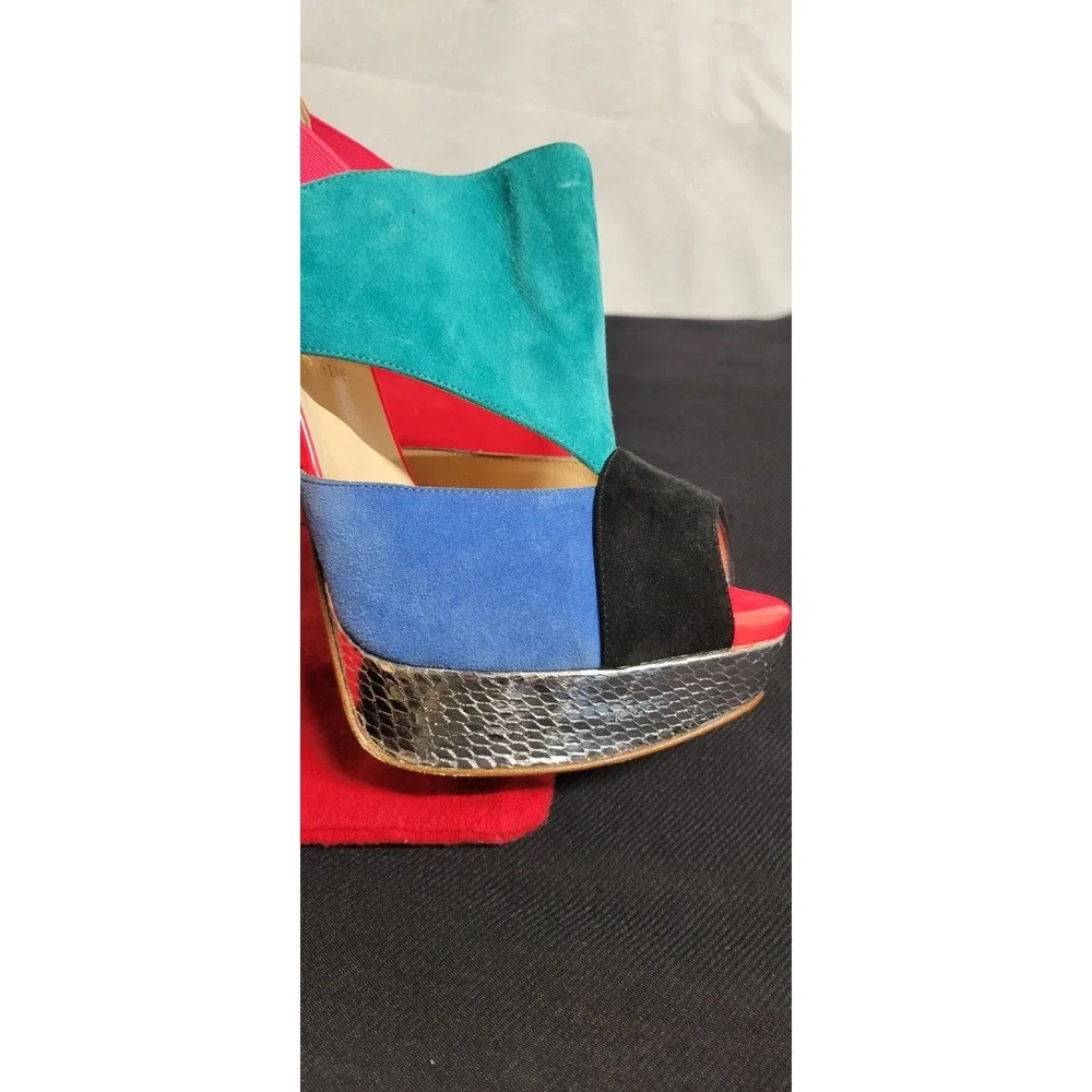 Multicolored Christian Louboutin  Pitou Python And Suede Platform Sandals Sz 39